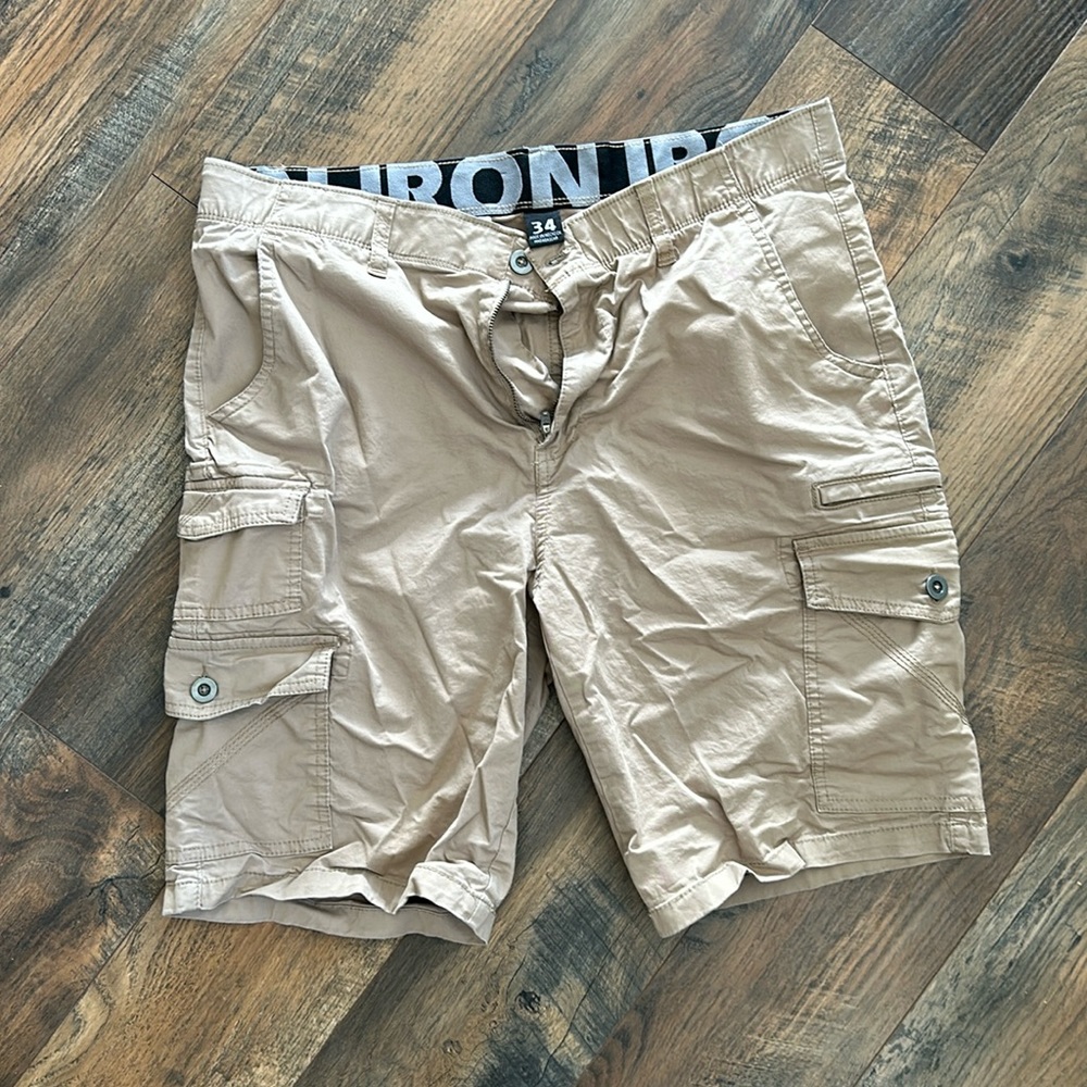 IRON khaki lightweight cargo shorts